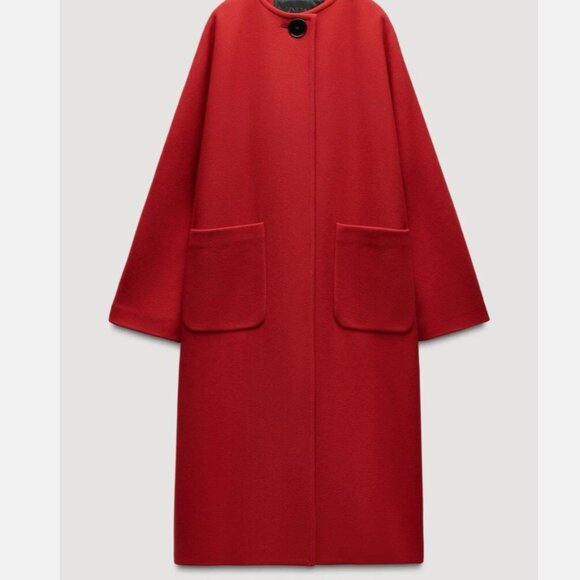 NWOT ZARA MANTECO WOOL BLEND COAT ZW COLLECTION RED XL REF. 9862/638 - Picture 9 of 15